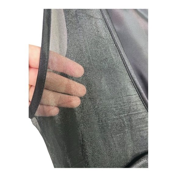 Betsy & Adam Black Mesh V Back Oversized Bow Rhinestone Occasion Party Dress - Picture 6 of 16